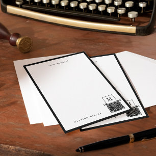 Desk of Personalised Vintage Typewriter Monogram Card