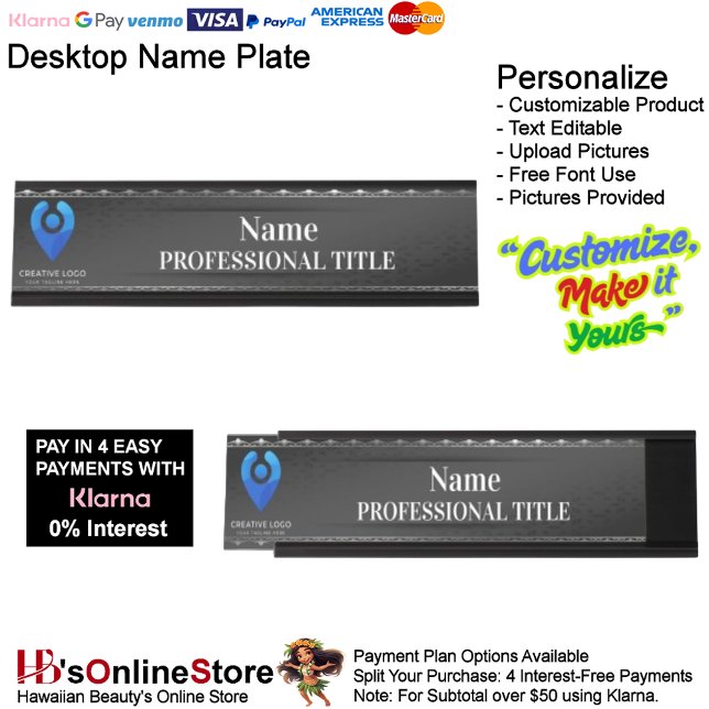 Desktop Black Name Plate with Logo & Slogan 3 (Desktop Black Name Plate with Logo & Slogan 3.)