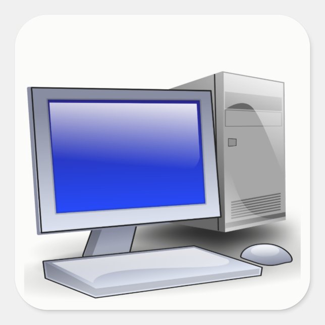 Desktop Computer Square Sticker (Front)