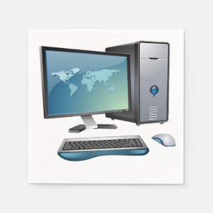 Desktop Computer with Monitor, Keyboard and Mouse Napkin
