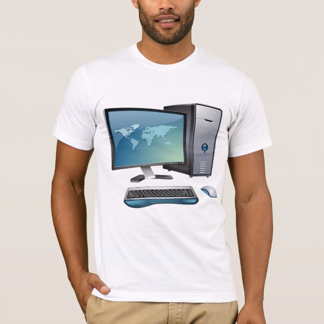 Desktop Computer with Monitor, Keyboard and Mouse T-Shirt (Front)