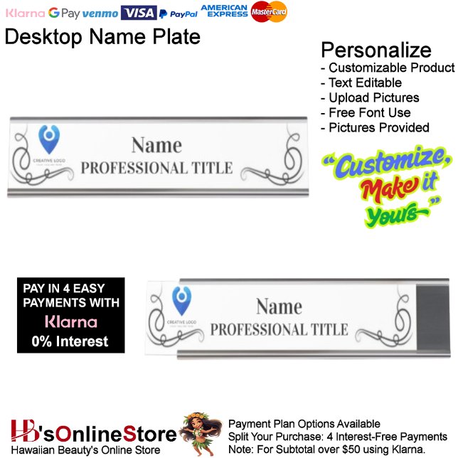 Desktop Silver Name Plate with Logo & Slogan 2 (Desktop Silver Name Plate with Logo & Slogan 2.)