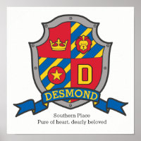 Desmond boys name meaning heraldry shield letter D