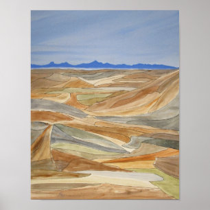 Desolate Regions Watercolor Line Art Print
