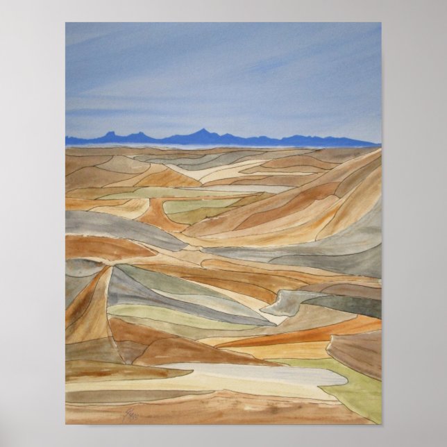 Desolate Regions Watercolor Line Art Print (Front)