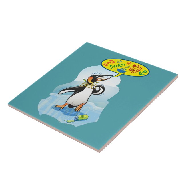 Desperate king penguin saying bad words tile (Side)