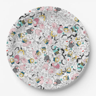Despicable Me   Colourful Family Doodle Pattern Paper Plate