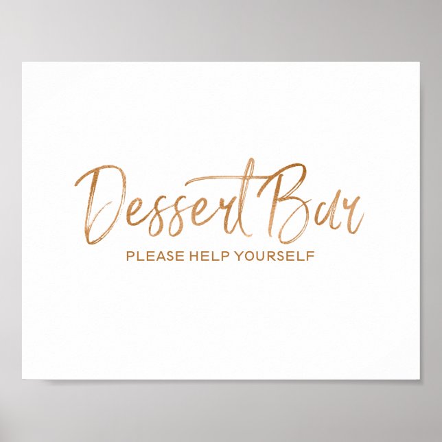 Dessert Bar 8x10 Stylish Rose Gold Wedding Sign (Front)