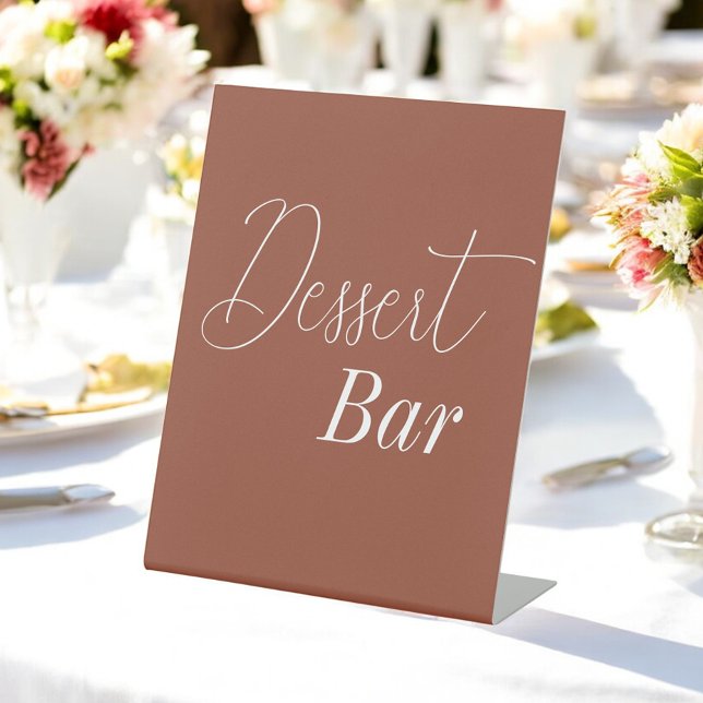 Dessert Bar Brown Terracotta Wedding  Pedestal Sign (Creator Uploaded)