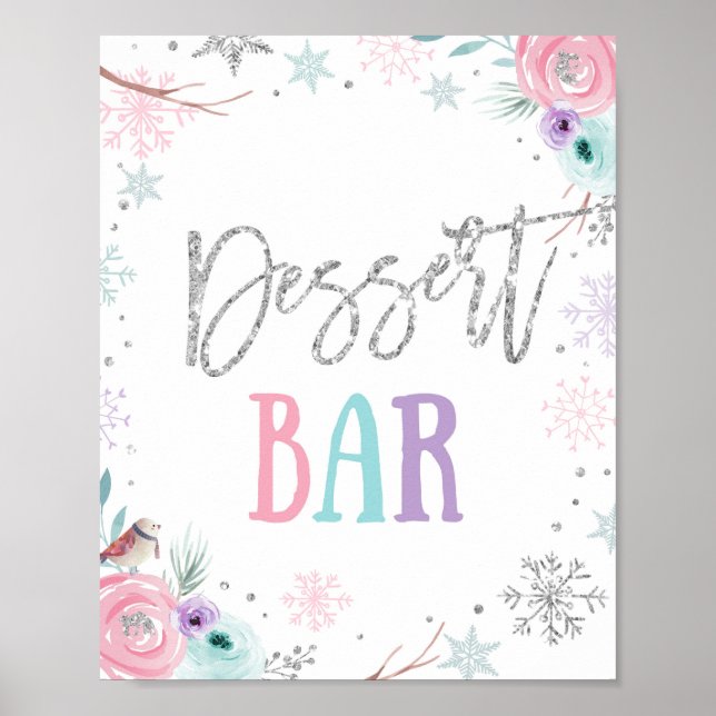 Dessert Bar Food Winter Onederland Girl Birthday Poster (Front)