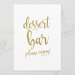 Dessert Bar Gold Glitter Affordable Wedding Sign Invitation