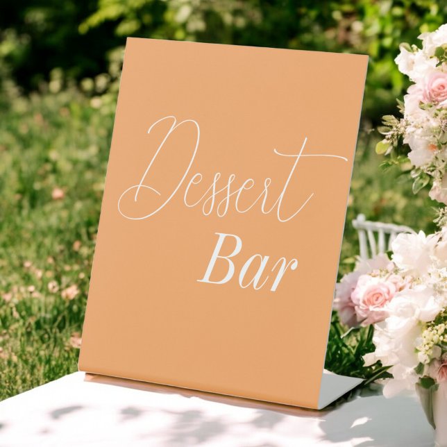 Dessert Bar Orange Wedding Bridal Shower  Pedestal Sign (Creator Uploaded)