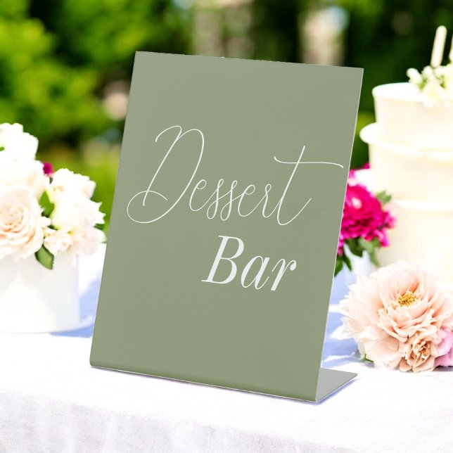 Dessert Bar Sage Green Wedding  Pedestal Sign (Creator Uploaded)