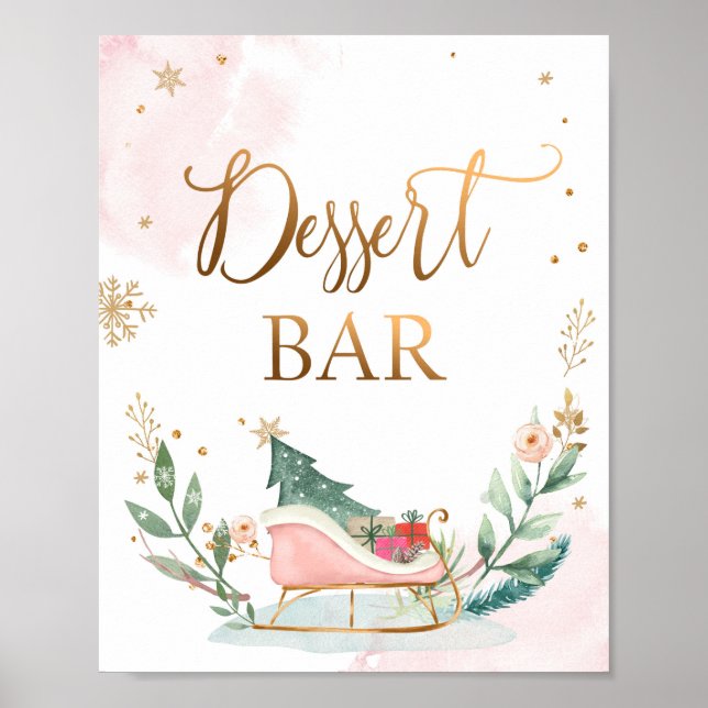 Dessert Bar Sweet Food Sleigh Girl Birthday Sign (Front)