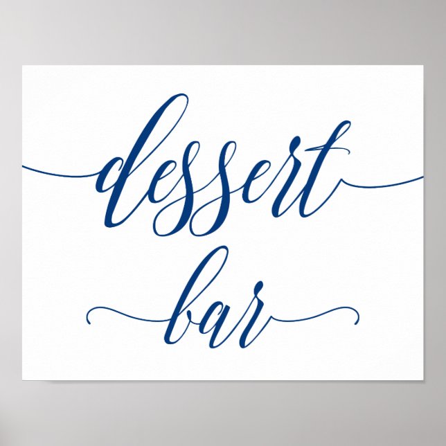 Dessert Bar Wedding Sign in Navy Blue Calligraphy (Front)