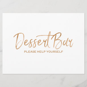 Dessert Bar Wedding Sign   Stylish Gold Rose Invitation