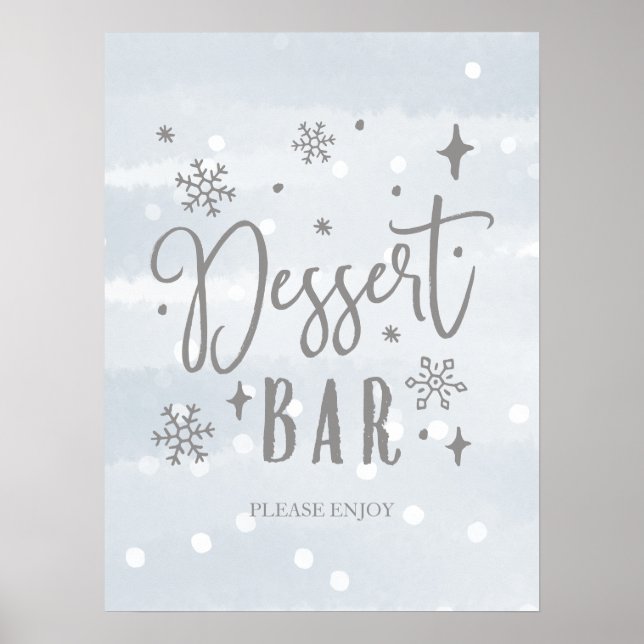 Dessert Bar Winter Baby Shower Sweets Table Sign (Front)
