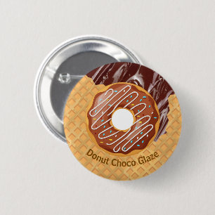 Dessert,Doughnut Choco Glaze, Chocolate Melted 6 Cm Round Badge
