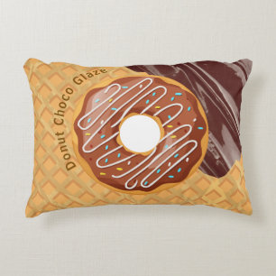 Dessert,Doughnut Choco Glaze, Chocolate Melted Decorative Cushion
