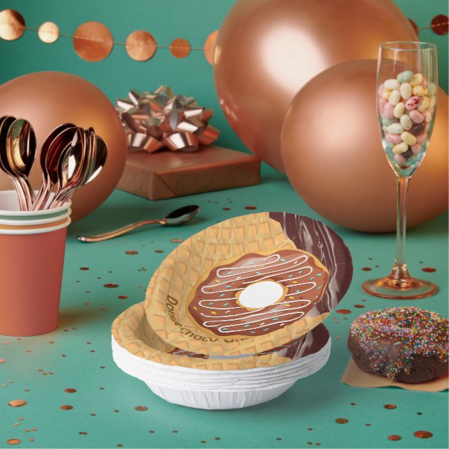 Dessert,Doughnut Choco Glaze, Chocolate Melted  Paper Plate (Multi)