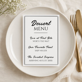 Dessert Menu Cute Pregnancy Announcement