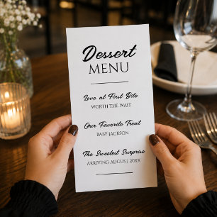 Dessert Menu Pregnancy Announcement Baby Reveal