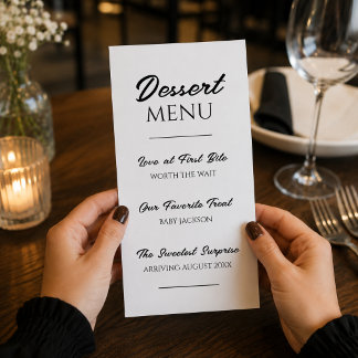 Dessert Menu Pregnancy Announcement Baby Reveal