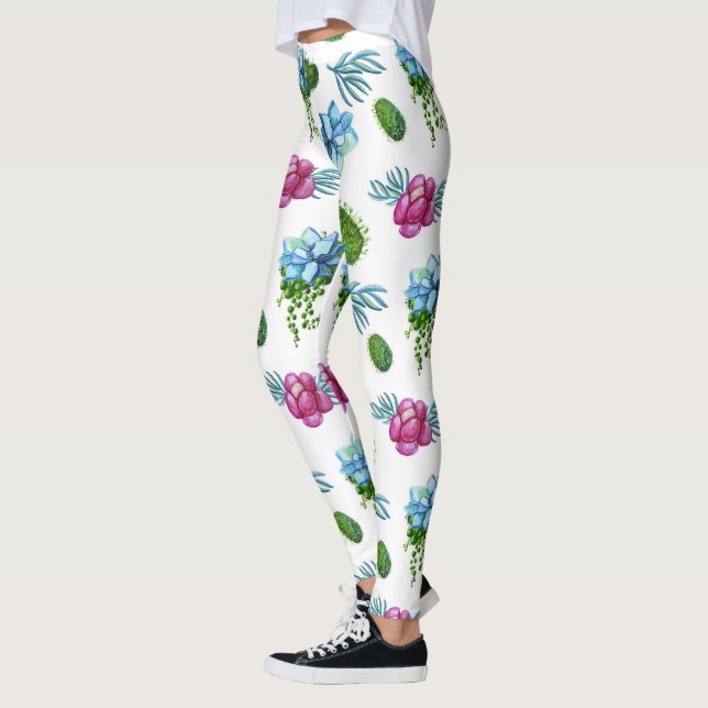 Dessert Pink Berries | Botanical Boho Floral Leggings (Left)