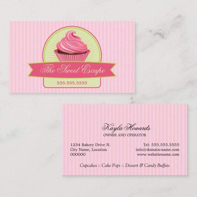 Dessert Pink Cupcake Business Card (Front/Back)