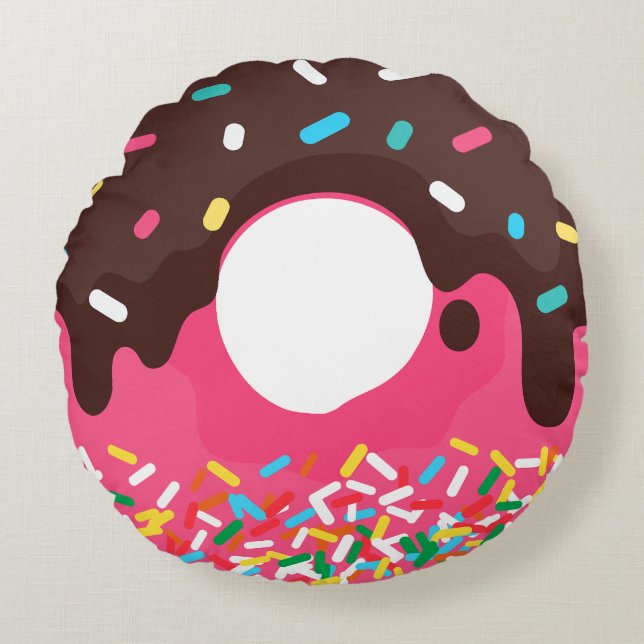 Dessert, Rainbow Sprinkle Doughnut, Doughnut Round Cushion (Front)
