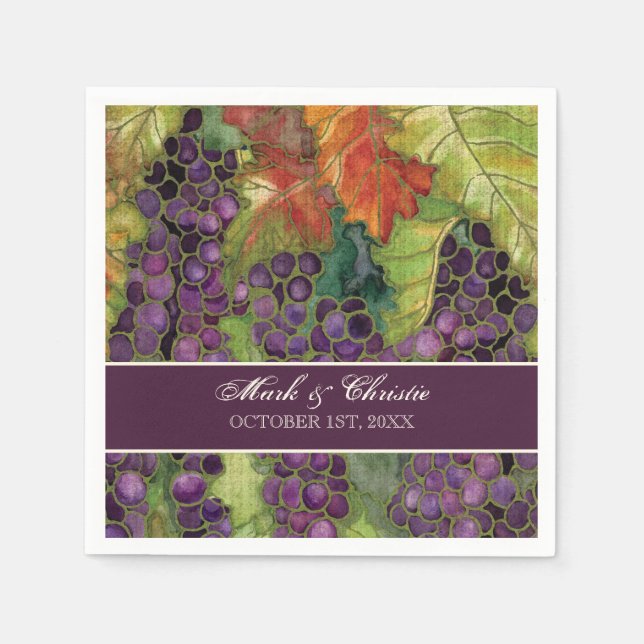 Dessert Reception Napkins Grape Vineyard Wedding (Front)