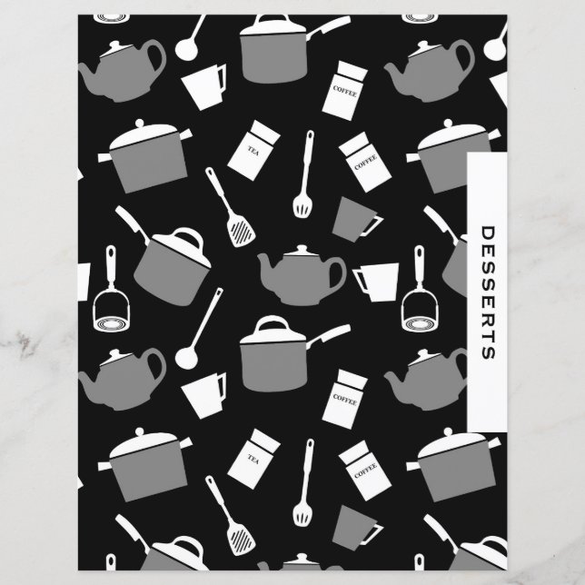 Dessert Recipe Divider | Black & White Kitchen (Front)