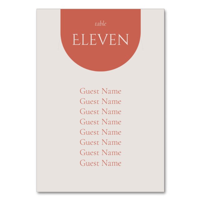 Dessert Rose Modern Wedding Table Seating Chart Number (Front)