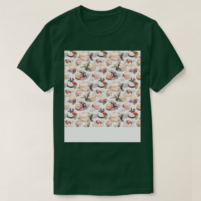 Dessert Seamless Pattern Patisserie Kawaii Cute Fr T-Shirt (Design Front)