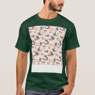 Dessert Seamless Pattern Patisserie Kawaii Cute Fr T-Shirt