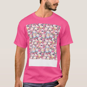 Dessert Seamless Pattern Patisserie Kawaii Cute Fr T-Shirt