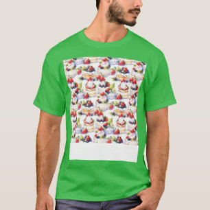 Dessert Seamless Pattern Patisserie Kawaii Cute Fr T-Shirt