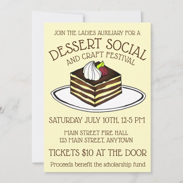 Dessert Social Bake Sale Tiramisu Italian Food Invitation (Front)