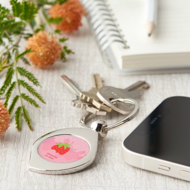 Dessert, Strawberry Ice Cream, Rainbow Sprinkle Key Ring (Side)