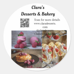Desserts Bakery restaurant add name details text Classic Round Sticker