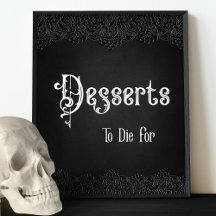 Desserts Black Lace Gothic Wedding Table Sign