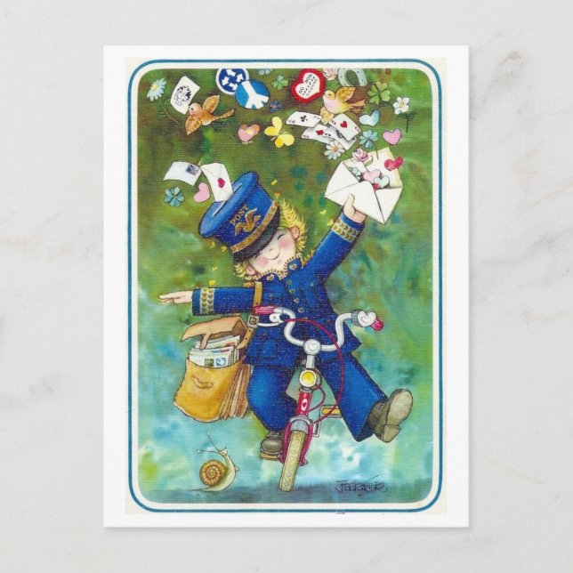 Dessin facteur à vélo postcard (Front)