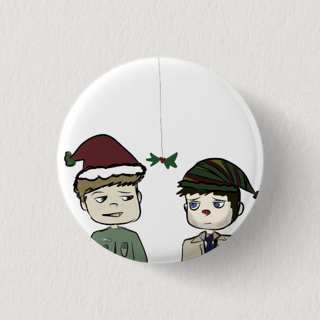 Destiel Supernatural Holiday Pin (Front)