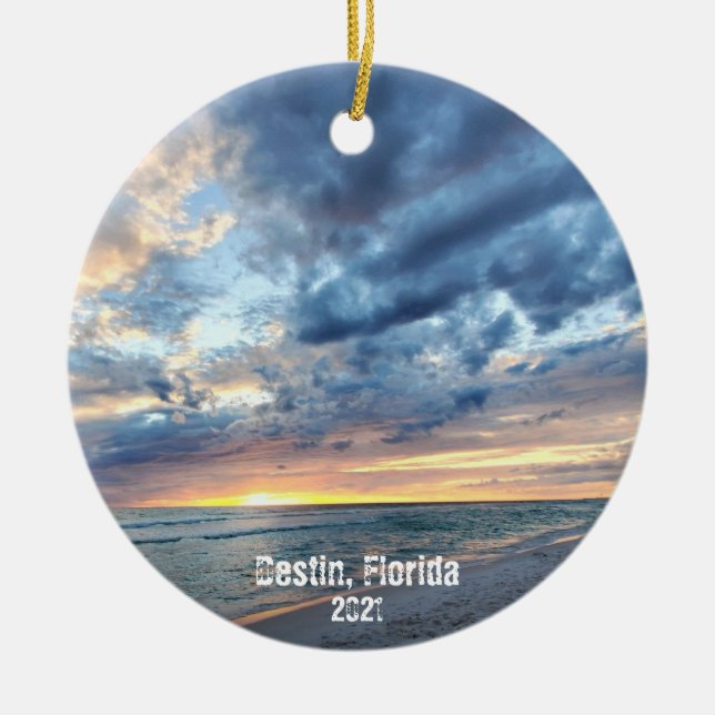 Destin Beach Custom Your Own Photos 2 sided  Ceramic Tree Decoration (Front)