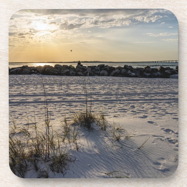 Destin Beach Florida Jetty Sunset Coaster Set (Front)