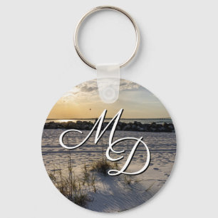 Destin Beach Florida Jetty Sunset Key Chain