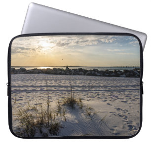 Destin Beach Florida Jetty Sunset Laptop Case