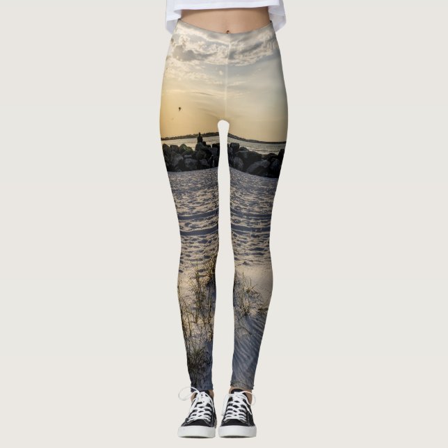 Destin Beach Florida Jetty Sunset Leggings (Front)