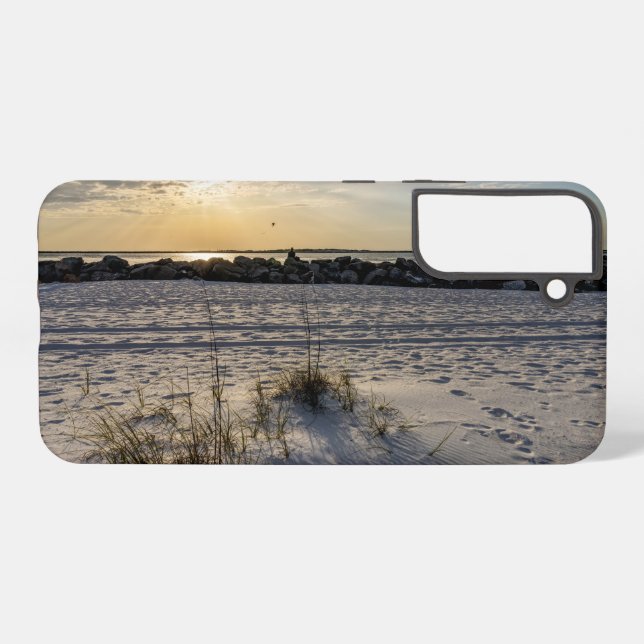 Destin Beach Florida Jetty Sunset Phone Case (Back Horizontal)