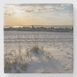 Destin Beach Florida Jetty Sunset Stone Coaster
